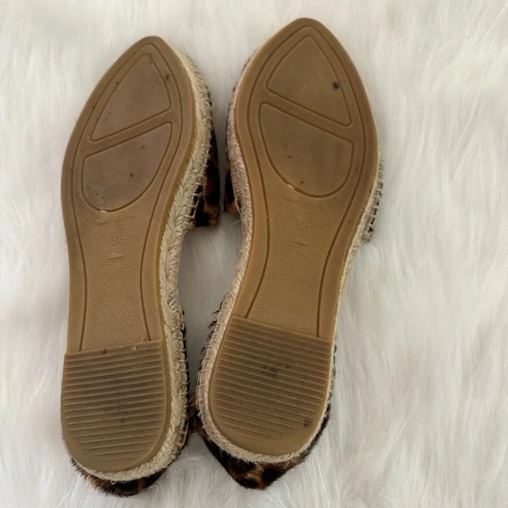 Manebi Espadrilles Leopard Calf Hair Open Side Boho Neutral #D62OLEO EU 38 US 8